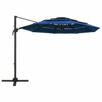 vidaXL Sonnenschirm mit Aluminium-Mast 4-lagig Azurblau 3x3 m