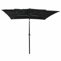 vidaXL Sonnenschirm mit Aluminium-Mast 3-lagig Schwarz 2,5x2,5 m