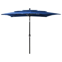 vidaXL Sonnenschirm mit Aluminium-Mast 3-lagig Azurblau 2,5x2,5 m