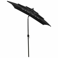 vidaXL Sonnenschirm mit Aluminium-Mast 3-lagig Schwarz 2x2 m