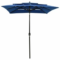 vidaXL Sonnenschirm mit Aluminium-Mast 3-lagig Azurblau 2x2 m