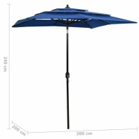 vidaXL Sonnenschirm mit Aluminium-Mast 3-lagig Azurblau 2x2 m