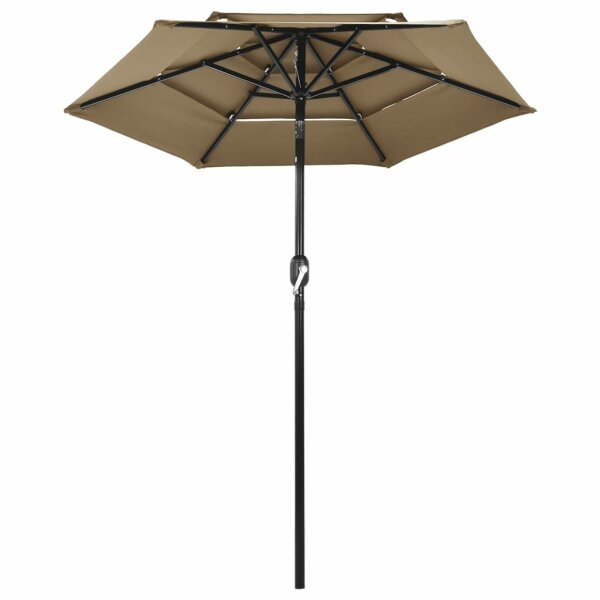 vidaXL Sonnenschirm mit Aluminium-Mast 3-lagig Taupe 2 m