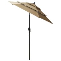 vidaXL Sonnenschirm mit Aluminium-Mast 3-lagig Taupe 2 m