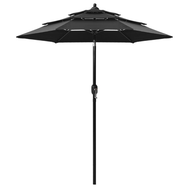 vidaXL Sonnenschirm mit Aluminium-Mast 3-lagig Schwarz 2 m