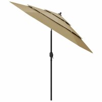 vidaXL Sonnenschirm mit Aluminium-Mast 3-lagig Taupe 2,5 m