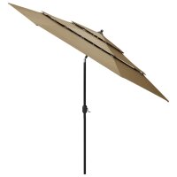 vidaXL Sonnenschirm mit Aluminium-Mast 3-lagig Taupe 3 m