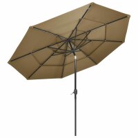 vidaXL Sonnenschirm mit Aluminium-Mast 3-lagig Taupe 3 m