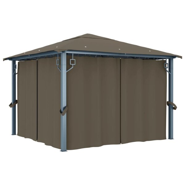 vidaXL Pavillon mit Vorhang 300x300 cm Taupe Aluminium