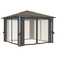 vidaXL Pavillon mit Vorhang 300x300 cm Taupe Aluminium