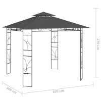 vidaXL Pavillon 3x3x2,7 m Anthrazit 160 g/m&sup2;