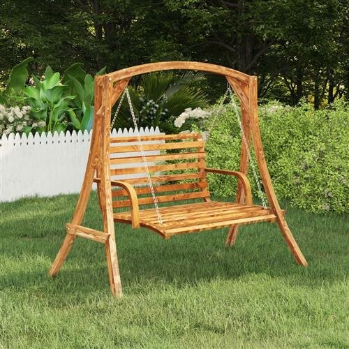 vidaXL Schaukelbank Bugholz Massiv mit Teak-Finish 126x63x92 cm