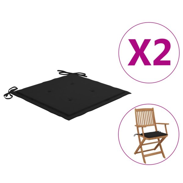 WOWONA Gartenstuhl-Kissen 2 Stk. Schwarz 40x40x3 cm Oxford-Gewebe