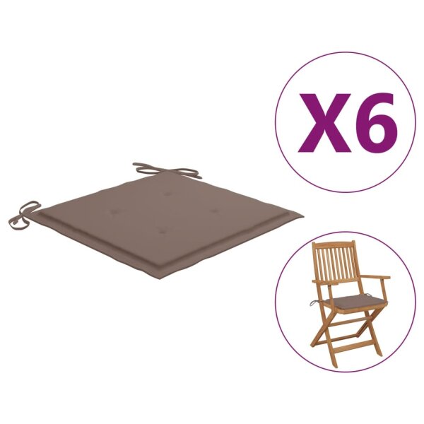 vidaXL Gartenstuhl-Kissen 6 Stk. Taupe 40x40x3 cm Oxford-Gewebe