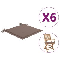 vidaXL Gartenstuhl-Kissen 6 Stk. Taupe 40x40x3 cm...