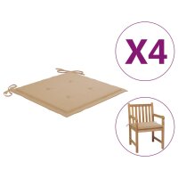 vidaXL Gartenstuhl-Kissen 4 Stk. Beige 50x50x3 cm...