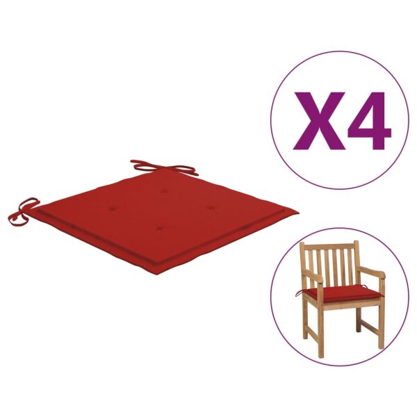 vidaXL Gartenstuhl-Kissen 4 Stk. Rot 50x50x3 cm Oxford-Gewebe