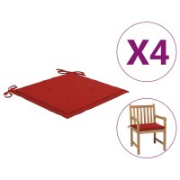 vidaXL Gartenstuhl-Kissen 4 Stk. Rot 50x50x3 cm...