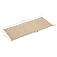 vidaXL Gartenstuhlauflagen f&uuml;r Hochlehner 6Stk. Beige 120x50x3cm Stoff