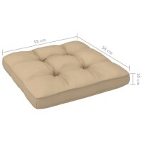 vidaXL Palettenkissen Beige 58x58x10 cm Stoff