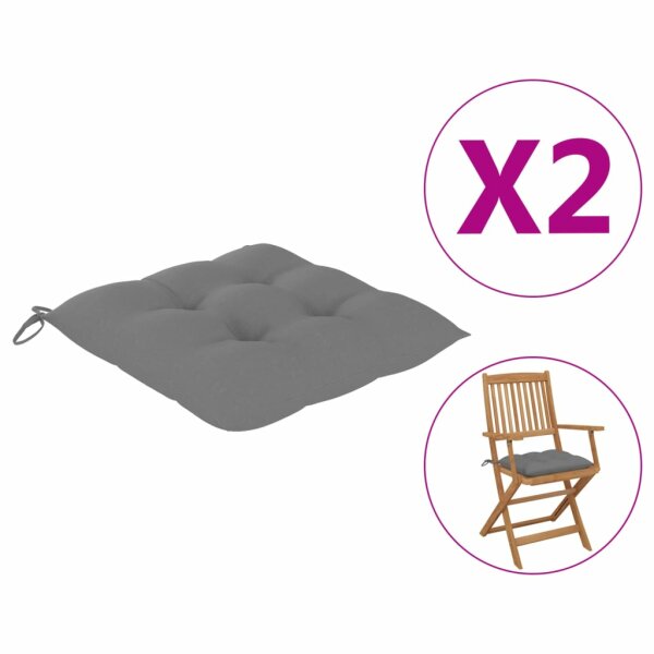 vidaXL Stuhlkissen 2 Stk. Grau 40x40x7 cm Oxford-Gewebe