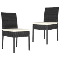 vidaXL Garten-Essstühle 2 Stk. Poly Rattan Schwarz