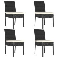 vidaXL Garten-Essst&uuml;hle 4 Stk. Poly Rattan Schwarz