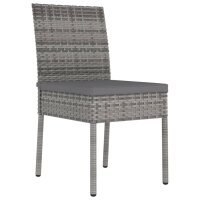 vidaXL Garten-Essstühle 2 Stk. Poly Rattan Grau