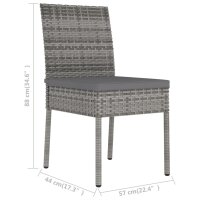 vidaXL Garten-Essst&uuml;hle 2 Stk. Poly Rattan Grau