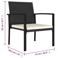 vidaXL Garten-Essst&uuml;hle 2 Stk. Poly Rattan Schwarz