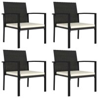 vidaXL Garten-Essstühle 4 Stk. Poly Rattan Schwarz