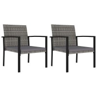 vidaXL Garten-Essstühle 2 Stk. Poly Rattan Grau