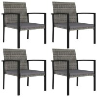 vidaXL Garten-Essst&uuml;hle 4 Stk. Poly Rattan Grau