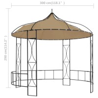 vidaXL Pavillon 300x290 cm Taupe Rund