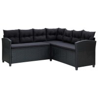 vidaXL 6-tlg. Garten-Lounge-Set mit Auflagen Poly Rattan Schwarz