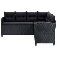 vidaXL 6-tlg. Garten-Lounge-Set mit Auflagen Poly Rattan Schwarz