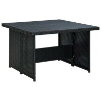 vidaXL 6-tlg. Garten-Lounge-Set mit Auflagen Poly Rattan Schwarz