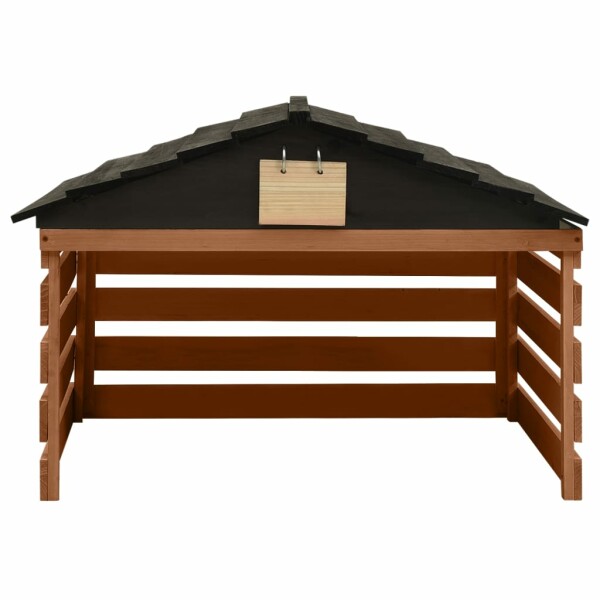 vidaXL M&auml;hroboter-Garage Schwarz und Braun 78x74x54 cm Tannenholz