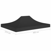 vidaXL Partyzelt-Dach 4x3 m Schwarz 270 g/m&sup2;