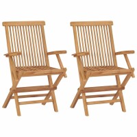 vidaXL Klappbare Gartenst&uuml;hle 2 Stk. Massivholz Teak