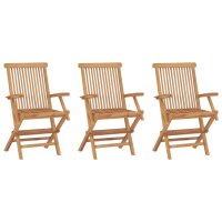 vidaXL Klappbare Gartenst&uuml;hle 3 Stk. Massivholz Teak