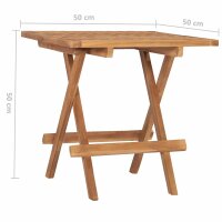 vidaXL Klappbarer Gartentisch 50x50x50 cm Teak Massivholz