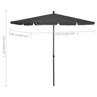 vidaXL Sonnenschirm mit Mast 210x140 cm Anthrazit