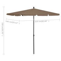 vidaXL Sonnenschirm mit Mast 210x140 cm Taupe