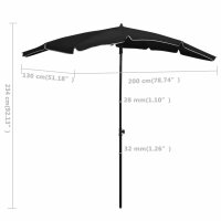 vidaXL Sonnenschirm mit Mast 200x130 cm Schwarz