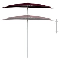 vidaXL Halb-Sonnenschirm mit Mast 180x90 cm Bordeauxrot