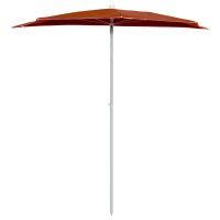 vidaXL Halb-Sonnenschirm mit Mast 180x90 cm Terracotta-Rot