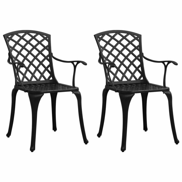 vidaXL Gartenstühle 2 Stk. Aluminiumguss Schwarz