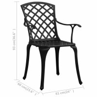 vidaXL 3-tlg. Bistro-Set Aluminiumguss Schwarz