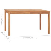 vidaXL Garten-Esstisch 140x80x77 cm Massivholz Teak